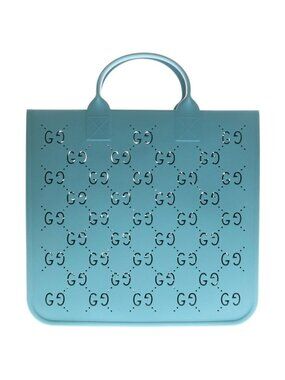 Gucci GG Supreme Children's Tote Turquoise Blue Rubber